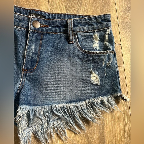 STS Blue Messy Fray Hem Denim Jean Shorts size 28 - Picture 5 of 11